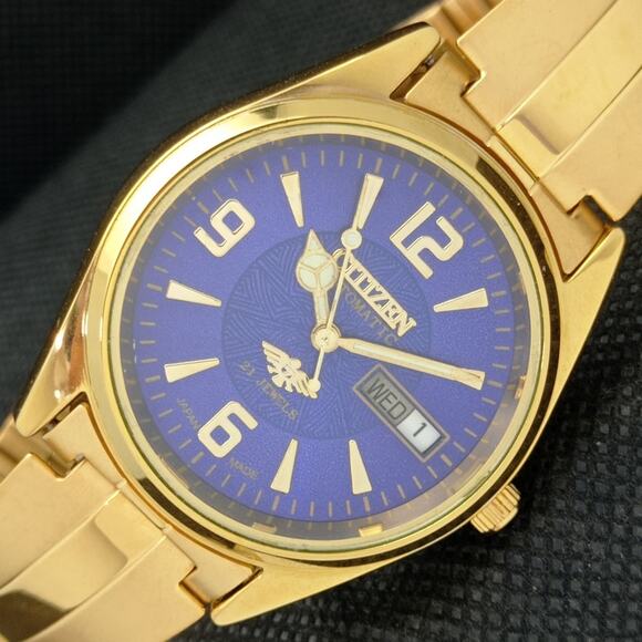 Citizen Other - Vintage 1978 Citizen Automatic Mens Gold Watch W/daydate & Blue accents